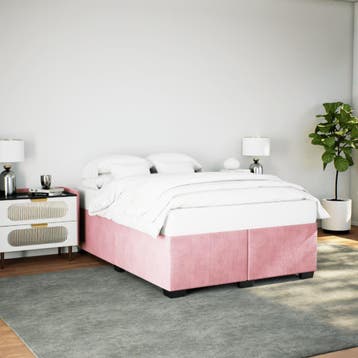 vidaXL Bedframe fluweel roze 160x200 cm, Verzenden, Nieuw