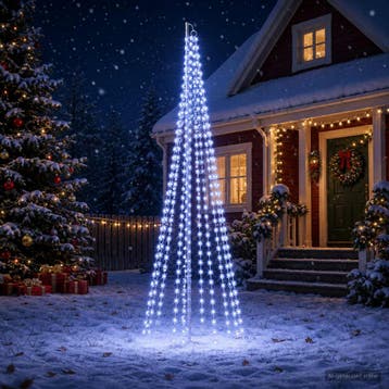 vidaXL Kerstboomverlichting met grondspies en vlaggenmast, Verzenden, Nieuw