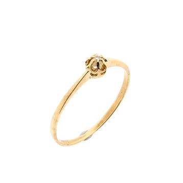 Gouden ring met diamant 0,005 ct.; 14 karaat; ringmaat 16,75, Handtassen en Accessoires, Gebruikt, Ophalen of Verzenden, Kleiner dan 17