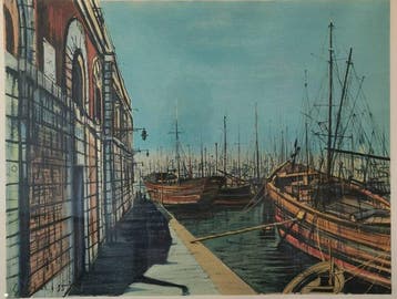 Jean Carzou (1907-2000) - Bateaux à quai
