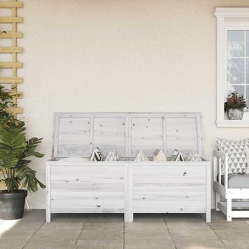 vidaXL Tuinbox 150x50x56,5 cm massief vurenhout wit, Verzenden