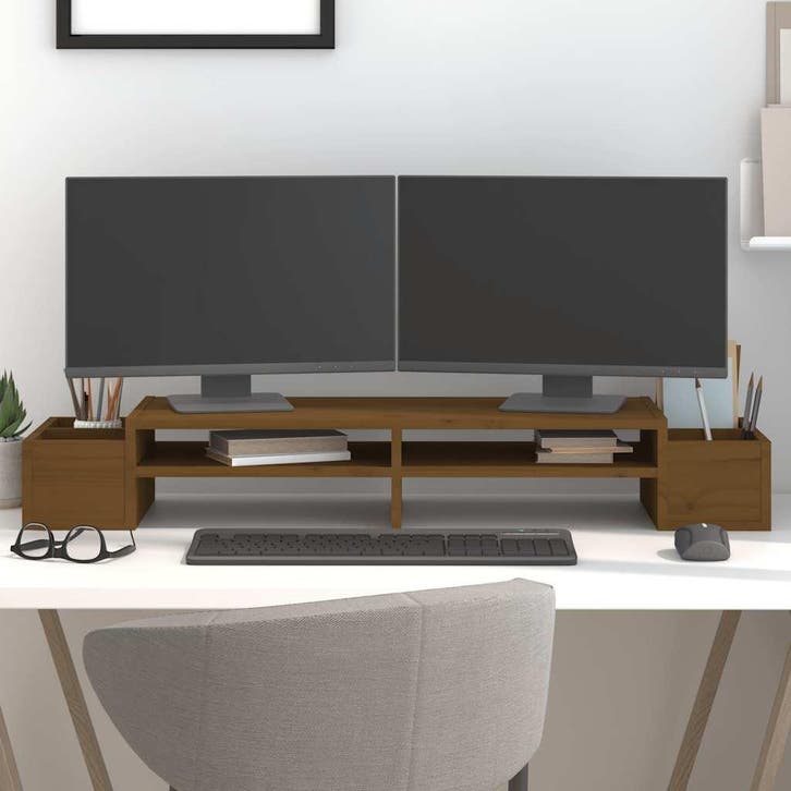 vidaXL Monitorstandaard 100x27,5x15 cm massief grenenhout, Computers en Software, Overige Computers en Software, Nieuw, Verzenden