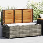 vidaXL Tuinopbergbank 120 cm poly rattan grijs, Verzenden, Nieuw