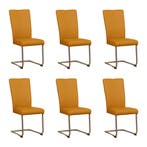 Set van 6 Leren eetkamerstoelen Dry - Toledo Leem, Ophalen of Verzenden, Nieuw, Leer, Eén
