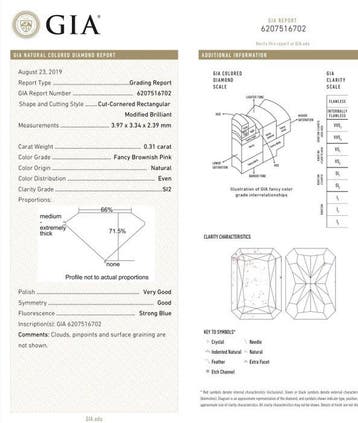 1 pcs Diamant (Natuurlijk gekleurd) - 0.31 ct - Radiant -