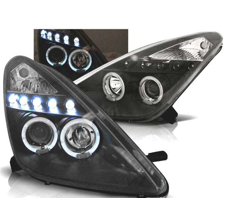 PHARES POUR TOYOTA CELICA T23 99-05 LED ANGEL EYES NOIR, Autos : Pièces & Accessoires, Éclairage, Envoi