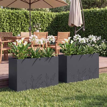 vidaXL Plantenbak 2 st Antraciet 80 x 30 x 49 cm Koudgewalst, Verzenden, Nieuw