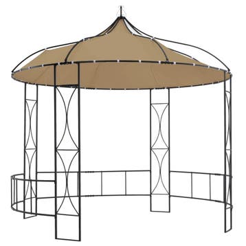 vidaXL Prieel rond 300x290 cm taupe, Verzenden, Nieuw