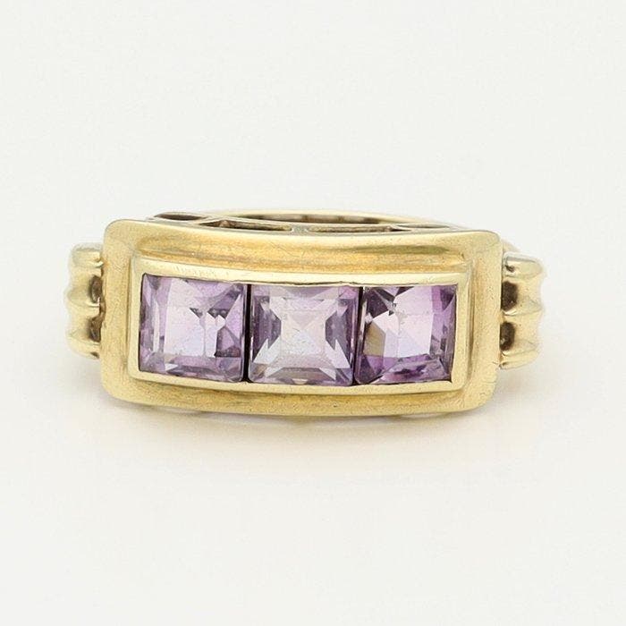 Bague - 14 carats Or jaune Améthyste, Handtassen en Accessoires, Ringen