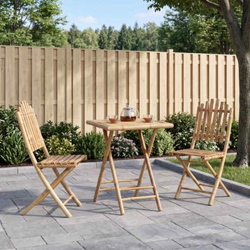 vidaXL Opvouwbare tuin eetset 3 st Naturel Bamboe, Verzenden, Nieuw