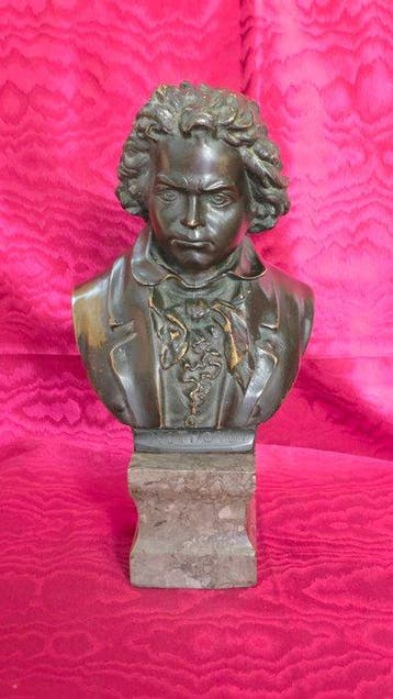 Buste, Ludwig van Beethoven - 31 cm - Gepatineerd brons, Antiquités & Art