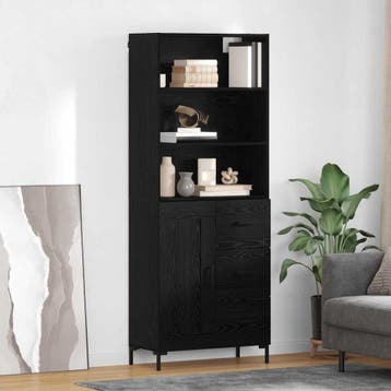 vidaXL Highboard Zwart Eiken 69,5 x 34 x 180 cm Bewerkt hout, Verzenden, Nieuw