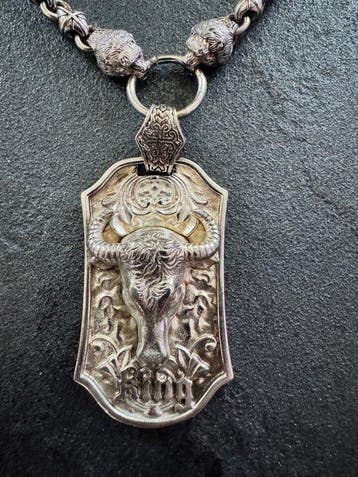 Zonder minimumprijs - Armband Zilveren stierkop-halsketting, Nieuw