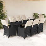 vidaXL 9-delige Bistroset met kussens poly rattan zwart, Verzenden