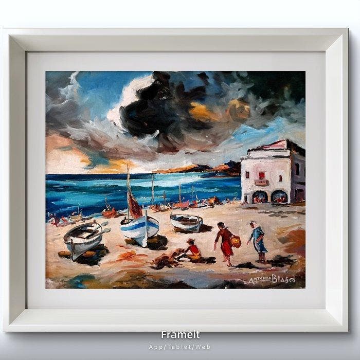 Antonio Blas Blasco (XX) - Marina Port de la Selva, Antiquités & Art, Art | Peinture | Classique