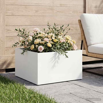 vidaXL Plantenbak Wit 60 x 60 x 30 cm Koudgewalst staal, Tuin en Terras, Verzenden, Nieuw