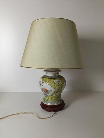 Lampe - Faïence, Textile, Bois