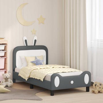 vidaXL Kinderen bedframe met hoofdboard Lichtgrijs 80 x 160, Huis en Inrichting, Slaapkamer | Bedden, Verzenden, Nieuw