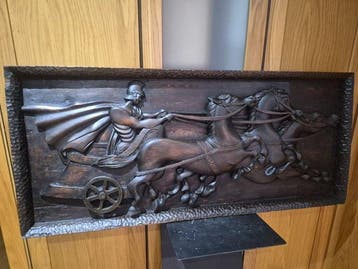 Altaarstuk - Hout - 1930-1940 - Houten retabelsculptuur, Antiek en Kunst