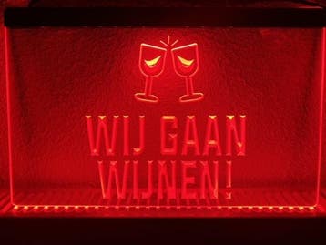 Wij gaan wijnen wijn neon bord lamp LED cafe verlichting rec, Verzenden