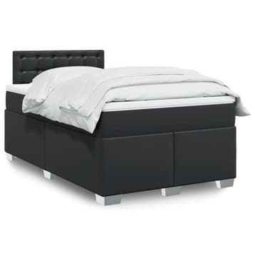 vidaXL Boxspring met matras kunstleer zwart 120x200 cm, Verzenden, Nieuw