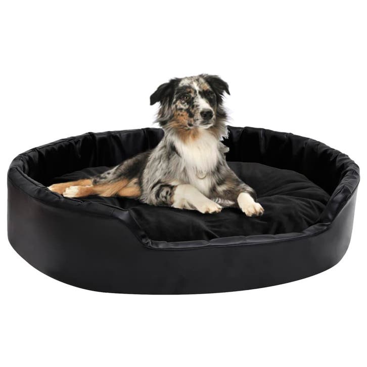 vidaXL Hondenmand 90x79x20 cm pluche en kunstleer zwart, Dieren en Toebehoren, Honden-accessoires, Nieuw, Verzenden