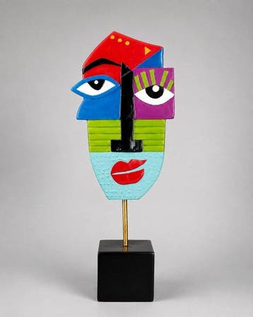 Sculpture, Face “Mondrian” – Abstract Cubist Pop Art
