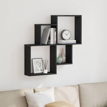 vidaXL Wandplank Muurmontage Zwart Eiken 80 x 15 x 78,5 cm, Verzenden