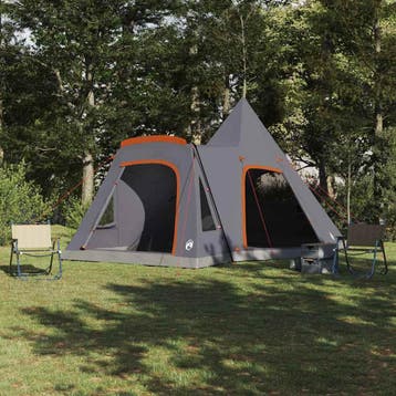vidaXL Teepee Tent voor 5 Personen Grijs en Oranje 545 x 450, Verzenden