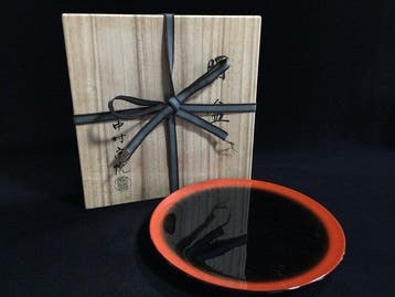 Japanese Lacquerware Tea Ceremony Round Tray (Akebono-bon)