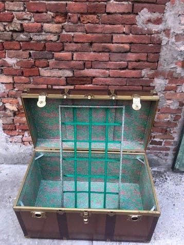 Fiam - Koffer - hout en messing - Reiskoffer