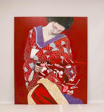 Louis Nagelkerke (1949) - Lady in red kimono