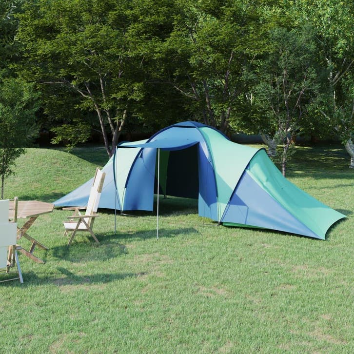 vidaXL Tent 6-persoons blauw en groen, Caravans en Kamperen, Tenten, Nieuw, Verzenden