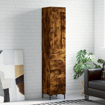 vidaXL Hoge kast 34,5x34x180 cm bewerkt hout gerookt, Verzenden, Nieuw