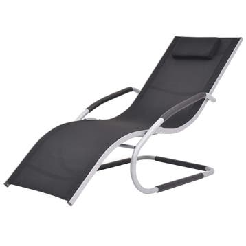 vidaXL Ligbed met kussen aluminium en textileen zwart, Verzenden, Nieuw