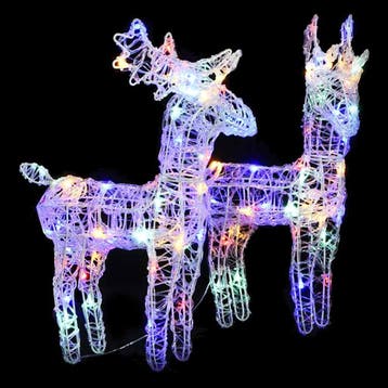 vidaXL Kerstrendieren 2 st 80 LEDs acryl meerkleurig, Verzenden, Nieuw