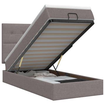 vidaXL Ottoman bed met matras met hoofdeinde Taupe 90 x 200, Maison & Meubles, Verzenden