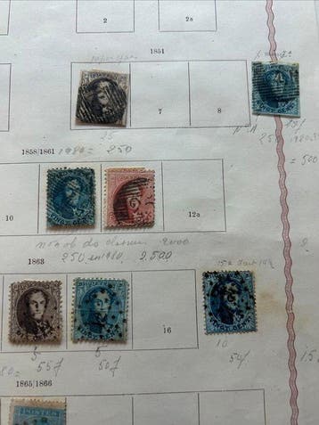 België 1851/1918 - Kleine verzameling op albumbladen met, Gestempeld