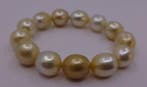 Armband Groot formaat - Diep gouden Zuidzeeparels - 12x13 mm, Handtassen en Accessoires, Armbanden, Nieuw