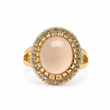 Zonder minimumprijs - Ring Verguld Opaal - Diamant - 18k, Nieuw