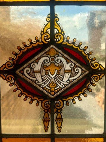 Art Nouveau Glas-in-loodraam - highly decorative and