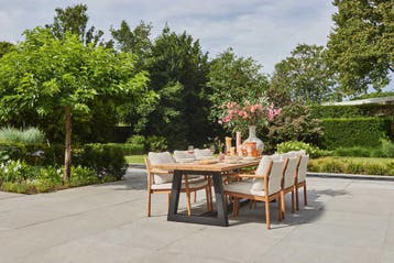 Suns Ovada tuintafel matt royal grey frame met teak blad 340, Nieuw