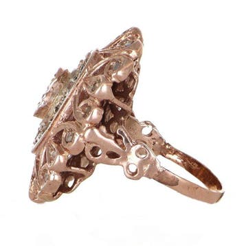 Zonder minimumprijs - Ring - 12 kt. Roségoud, Zilver Saffier