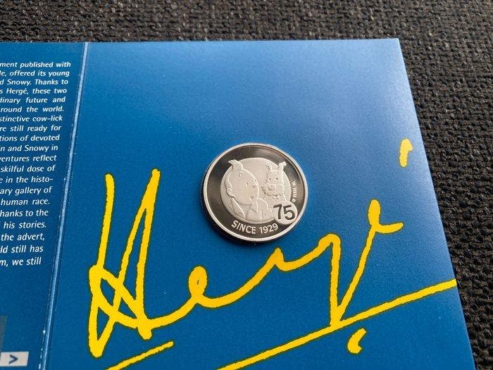 België. 10 Euro 2004 75 Jaar Tintin/Kuifje Proof (Zonder, Timbres & Monnaies, Monnaies | Europe | Monnaies non-euro