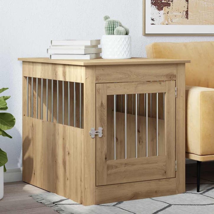 vidaXL Hondenbench 64,5x80x71 cm bewerkt hout artisanaal, Animaux & Accessoires, Maisons pour chiens, Envoi