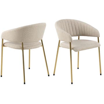 De Rebellenclub Forres Eetkamerstoel - Set Van 2 - Beige -, Huis en Inrichting, Stoelen, Verzenden, Zo goed als nieuw
