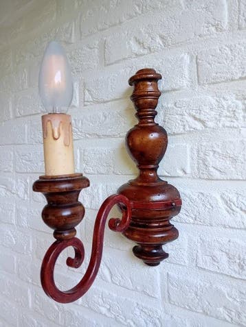 Wandlamp (2) - hout metaal - Set elegante wand lampen