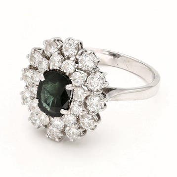 Bague - 18 carats Or blanc Diamant (Naturelle) - Saffier -, Handtassen en Accessoires, Ringen, Nieuw
