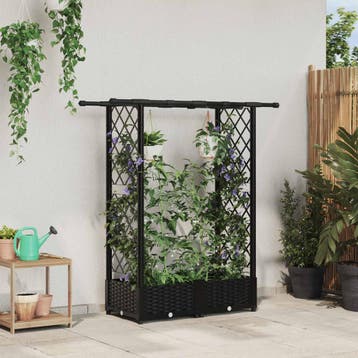 vidaXL Verhoogd Bed met Trellis en Dak Zwart 122,5 x 40 x, Verzenden, Nieuw