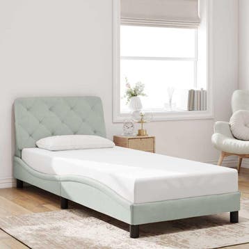 vidaXL Bedframe zonder matras 90x200 cm fluweel lichtgrijs, Verzenden, Nieuw